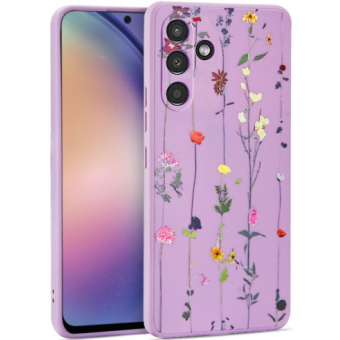 Silikónové puzdro na Samsung Galaxy A54 5G A546 Tech Protect Mood Garden fialové