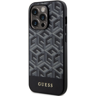 Plastové puzdro Guess na Apple iPhone 14 Pro GUHMP14LHGCFSEK PU G Cube MagSafe čierne