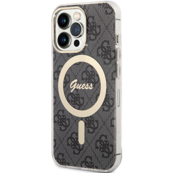 Plastové puzdro Guess na Apple iPhone 13 Pro GUHMP13LH4STK 4G IML MagSafe čierne