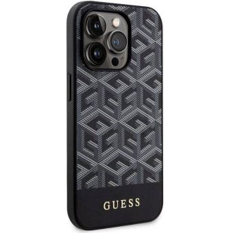 Plastové puzdro Guess na Apple iPhone 14 Pro Max GUHMP14XHGCFSEK PU G Cube MagSafe čierne