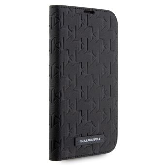 Diárové puzdro Karl Lagerfeld na Apple iPhone 13 Pro KLBKP13LSAKLHPK Saffiano Monogram Book čierne