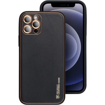 Plastové puzdro na Apple iPhone 15 Plus Leather čierne