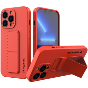 Silikónové puzdro na Apple iPhone 13 Pro Wozinsky Kickstand červené