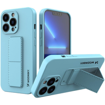 Silikónové puzdro na Apple iPhone 13 Pro Wozinsky Kickstand svetlo modré