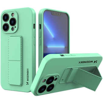 Silikónové puzdro na Apple iPhone 13 Pro Wozinsky Kickstand zelené