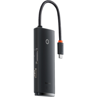 Baseus Lite Series HUB 6v1 WKQX050001, Typ-C na HDMI + 2xUSB 3.0 + Typ C + SD/TF, čierny