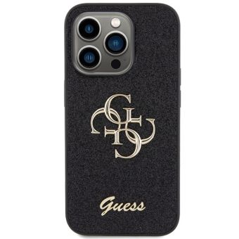 Obal Guess PU Fixed Glitter 4G Metal Logo Apple iPhone 15 Pro GUHCP15LHG4SGK Black