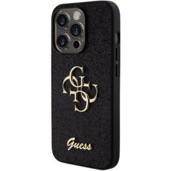 Obal Guess PU Fixed Glitter 4G Metal Logo Apple iPhone 15 Pro GUHCP15LHG4SGK Black