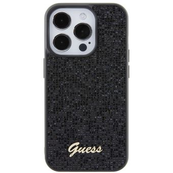 Obal Guess PU Square Mirror Script Logo Apple iPhone 15 Pro GUHCP15LPMSDGSK Black
