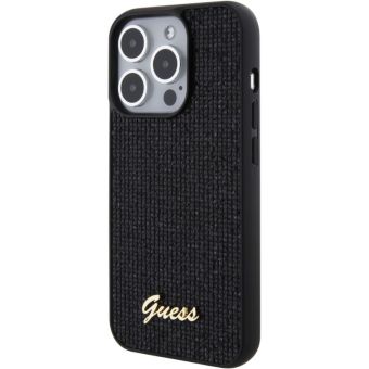 Obal Guess PU Square Mirror Script Logo Apple iPhone 15 Pro GUHCP15LPMSDGSK Black