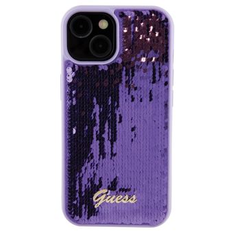 Obal Guess Sequin Script Logo Apple iPhone 15 GUHCP15SPSFDGSU Purple