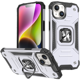 Odolné puzdro na Apple iPhone 15 Ring Armor Rugged strieborné