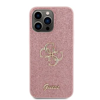 Obal Guess PU Fixed Glitter 4G Metal Logo Apple iPhone 15 Pro Max GUHCP15XHG4SGP Pink