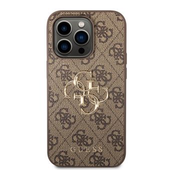 Obal Guess PU 4G Metal Logo Apple iPhone 15 Pro GUHCP15L4GMGBR Brown