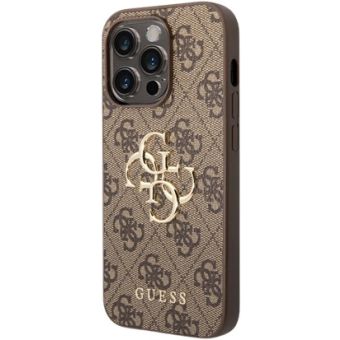 Obal Guess PU 4G Metal Logo Apple iPhone 15 Pro GUHCP15L4GMGBR Brown