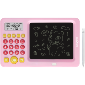 Maxlife MXWB-01, kids writing board with calculator, ružová