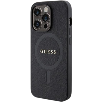 Plastové puzdro Guess na Apple iPhone 15 Pro Max Saffiano MagSafe čierne