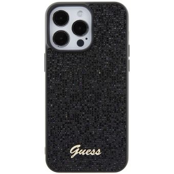 Obal Guess PU Square Mirror Script Logo Apple iPhone 15 Pro GUHCP15XPMSDGSK Black