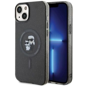 Original faceplate KARL LAGERFELD KLHMP15SHGKCNOK for iPhone 15 (Glitter Plus MAG / black)