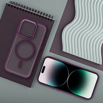 Obal Matte Mag Cover MagSafe Apple iPhone 15 Plus plum red