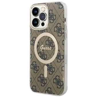 Obal Guess IML 4G MagSafe Apple iPhone 15 Pro GUHMP15LH4STW Brown