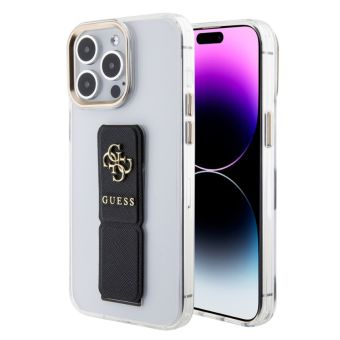 Obal Guess PU Grip Stand 4G Metal Logo Apple iPhone 15 Pro GUHCP15LHGSSA4K Black