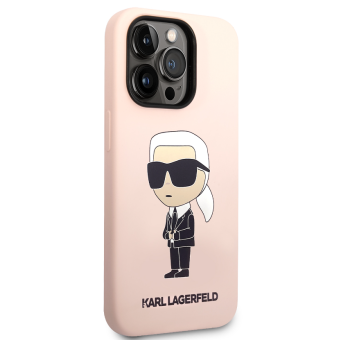Silikónové puzdro Karl Lagerfeld na Apple iPhone 15 Pro KLHCP15LSNIKBCP Liquid Silicone Ikonik NFT ružové