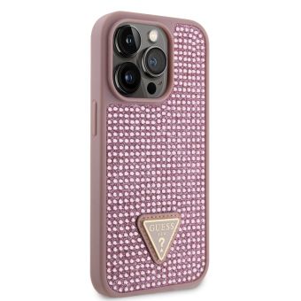 Obal Guess Rhinestones Triangle Metal Apple iPhone 15 Pro GUHCP15LHDGTPP Pink
