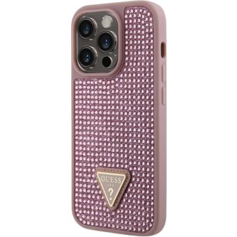 Obal Guess Rhinestones Triangle Metal Apple iPhone 15 Pro GUHCP15LHDGTPP Pink