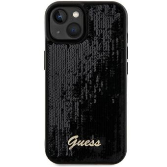 Obal Guess Sequin Script Logo Apple iPhone 15 GUHCP15SPSFDGSK Black 