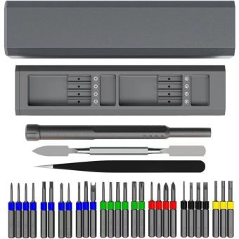 Set of service screwdrivers, 30-in-1 aluminum bits