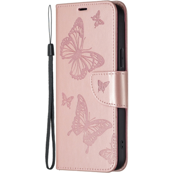 Diárové puzdro na Motorola Moto G14 MEZZO motýle zlato-ružové