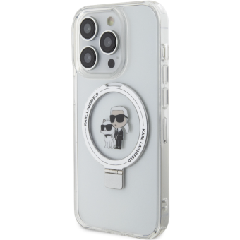 Plastové puzdro Karl Lagerfeld na Apple iPhone 15 Pro Max KLHMP15XHMRSKCH Ringstand Karl and Choupette MagSafe transparentné