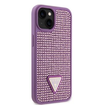Obal Guess Rhinestones Triangle Metal Logo Apple iPhone 15 GUHCP15SHDGTPU Purple