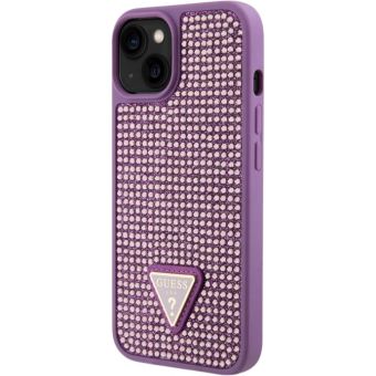 Guess Rhinestones Triangle Metal Logo Apple iPhone 15 GUHCP15SHDGTPU Purple