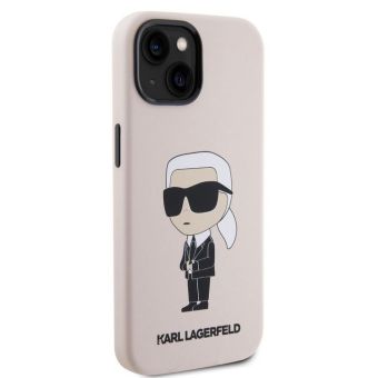 Silikónové puzdro Karl Lagerfeld na Apple iPhone 15 KLHCP15SSNIKBCP Liquid Silicone Ikonik NFT ružové