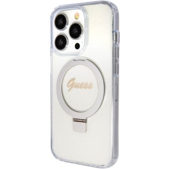 Obal Guess IML Ring Stand Glitter MagSafe Apple iPhone 15 Pro Max GUHMP15XHRSGSD Transparent