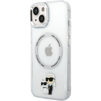 Plastové puzdro Karl Lagerfeld na Apple iPhone 15 KLHMP15SHNKCIT IML Karl and Choupette NFT MagSafe transparentné