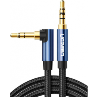 Kábel Ugreen AV112, Aux Jack 3.5mm, 2m, opletený, čierno-modrý
