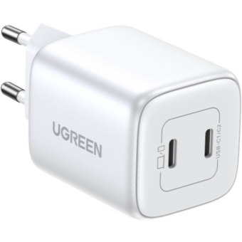 Sieťová nabíjačka Ugreen CD294, GaN, 2x USB-C, 45W QC PD, biela