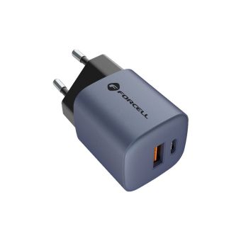Forcell F-Energy GaN VT-31, 33W 3A, USB-C, USB-A, PD, Quick Charge 4.0, sivo-čierna
