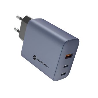 Forcell F-Energy GaN VT-42B, 65W 4A, 2xUSB-C, USB-A, PD, Quick Charge 4.0, sivo-čierna