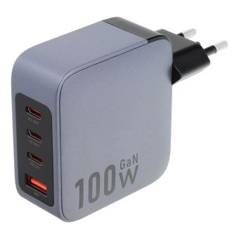 Forcell F-Energy GaN VT-46, 100W 5A, 3xUSB-C, USB-A, PD, Quick Charge 4.0, sivo-čierna