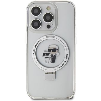 Plastové puzdro Karl Lagerfeld na Apple iPhone 14 Pro KLHMP14LHMRSKCH Ringstand Karl and Choupette MagSafe transparentné
