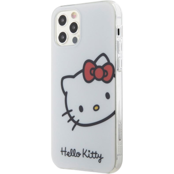 Plastové puzdro Hello Kitty na Apple iPhone 12/12 Pro HKHCP12MHCKHST IML Head Logo biele
