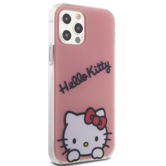 Plastové puzdro Hello Kitty na Apple iPhone 12/12 Pro HKHCP12MHKDSP IML Daydreaming Logo ružové