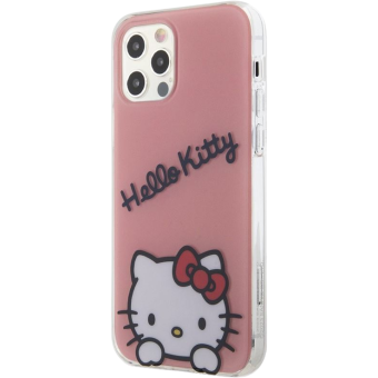Plastové puzdro Hello Kitty na Apple iPhone 12/12 Pro HKHCP12MHKDSP IML Daydreaming Logo ružové