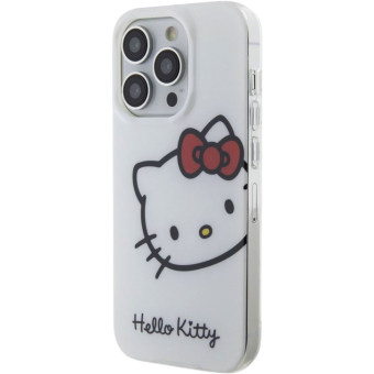 Plastové puzdro Hello Kitty na Apple iPhone 13 Pro HKHCP13LHCKHST IML Head Logo biele