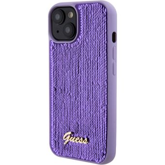 Obal Guess Sequin Script Logo Apple iPhone 15 Plus GUHCP15MPSFDGSU Purple
