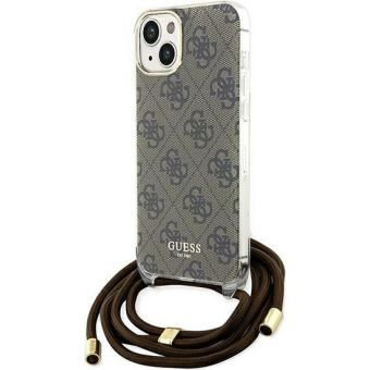 Obal Guess IML 4G Printed Crossbody Apple iPhone 15 GUHCP15SHC4SEW Brown
